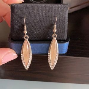 Light pink diamond sliver dangling earrings